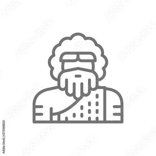Primitive man, homo sapiens, Neanderthal, Pithecanthropus line icon.
