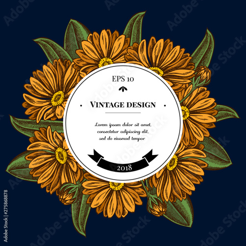 Badge over design with calendula