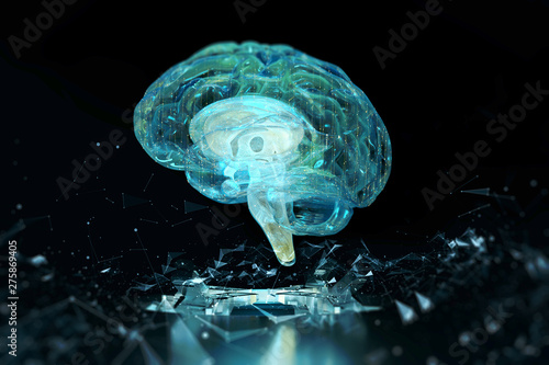 Fototapeta 3d render brain technology hologram