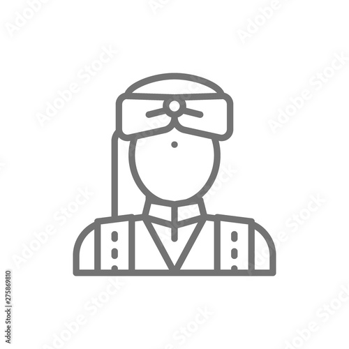Indian man in traditional national dress, bridegroom line icon.