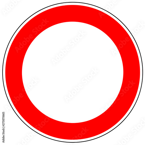 No Traffic Red Sign - Circular road sign in red and white color