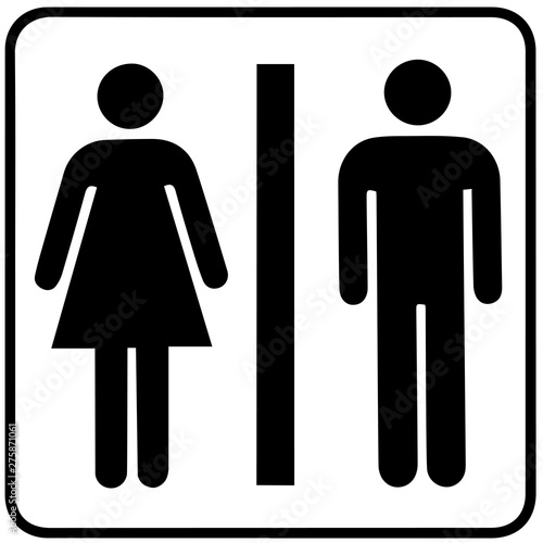 a lady and a man toilet sign on white background