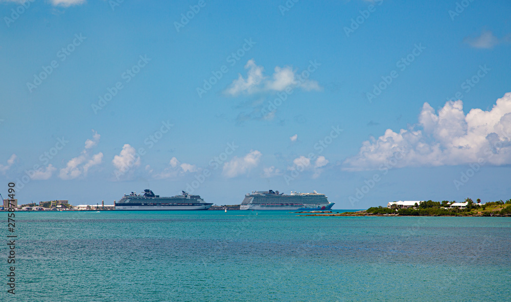 Two Cruise Ships docked in the harbor on Bermuda