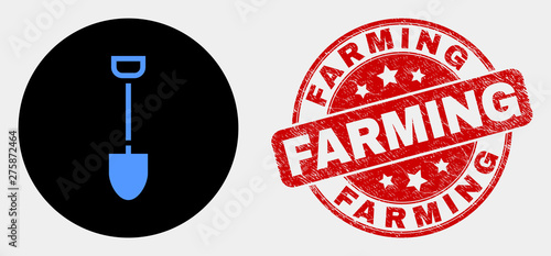 Photos Rounded shovel icon and Farming stamp