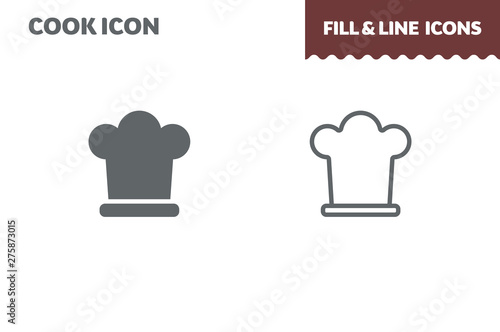 chef hat icon, vector. Fill and line. Flat design. Ui icon