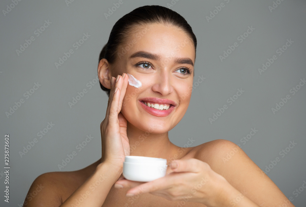 Skin Care. Woman Applying Anti Aging Cream Skin Care. Woman Applying Anti Aging Cream