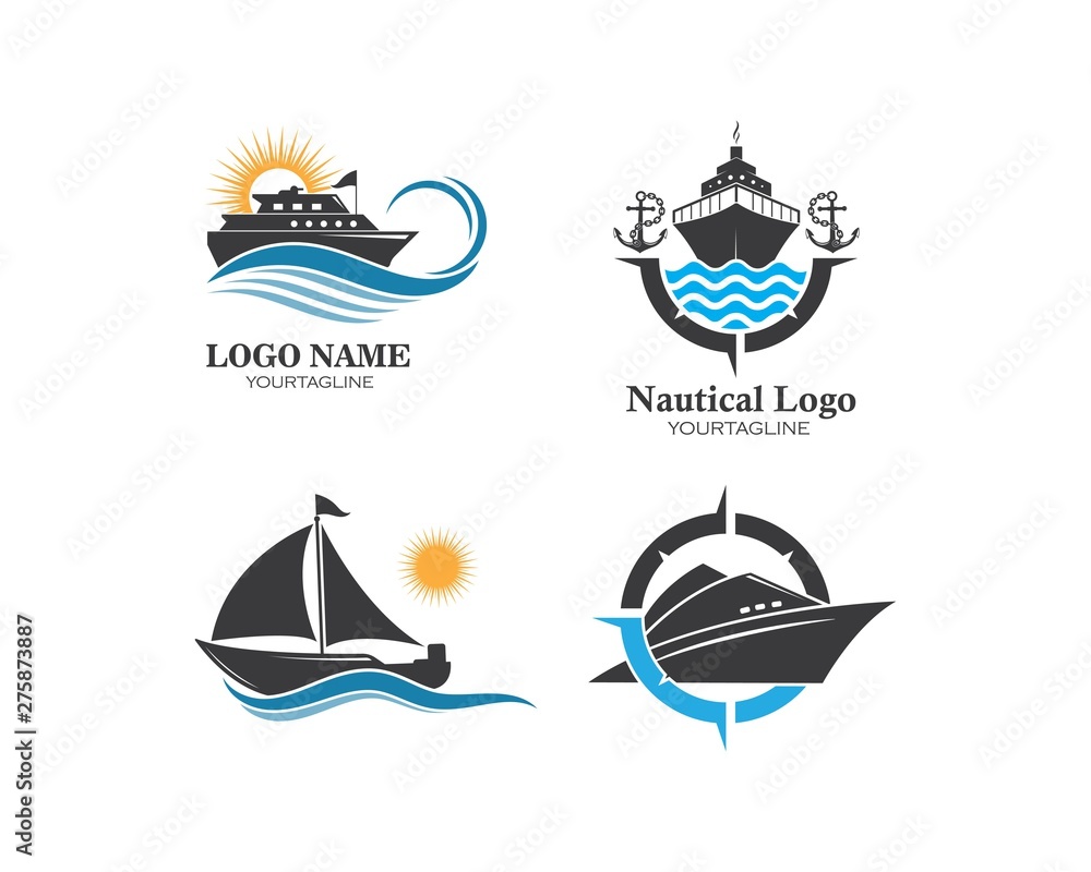 Naklejka premium cruise ship Logo Template vector icon illustration design
