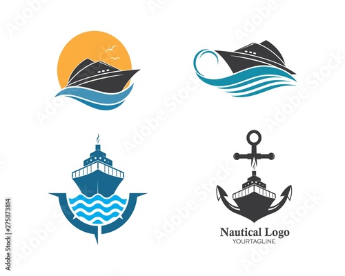 cruise ship Logo Template vector icon illustration design