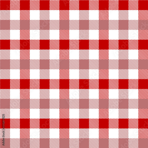 Red Gingham pattern. Texture from rhombus/squares for - plaid, tablecloths, clothes, shirts, dresses, paper, bedding, blankets, quilts and other textile products. Vector illustration EPS 10