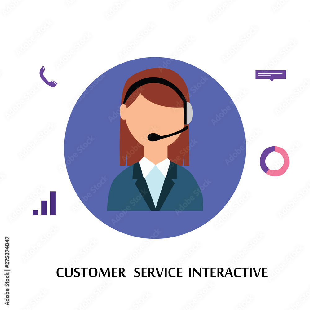 Customer Service Interactive , Call Center for online Shopping and Business Concept Vector Template Design Illustration