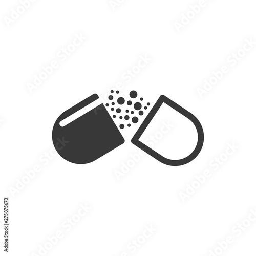 Pill capsule icon template black color editable. Pill capsule symbol vector sign isolated on white background. Simple logo vector illustration for graphic and web design.