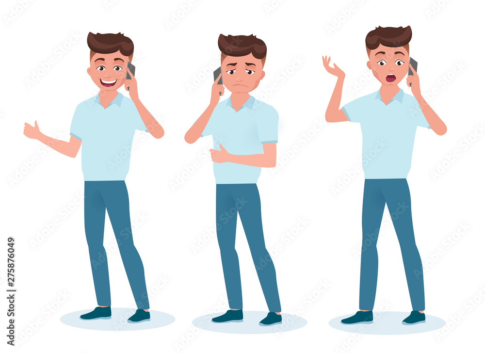 Silhouette of boy, man talking on his mobile phone. Silhouette of boy, man talking on his mobile phone.