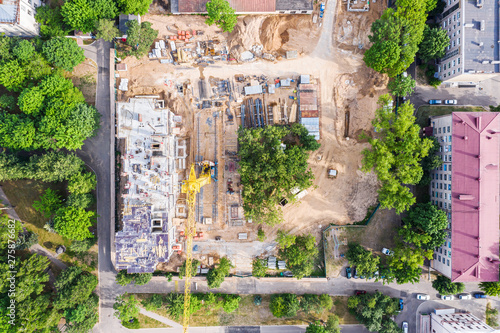 urban area construction site. new apartment building under construction photo