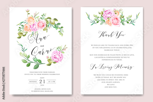 Wedding ornament with beautiful invitation card template