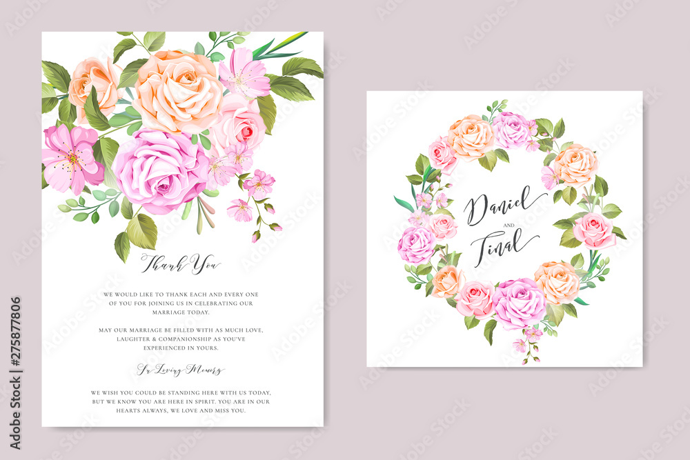 Wedding ornament with beautiful invitation card template Wedding ornament with beautiful invitation card template