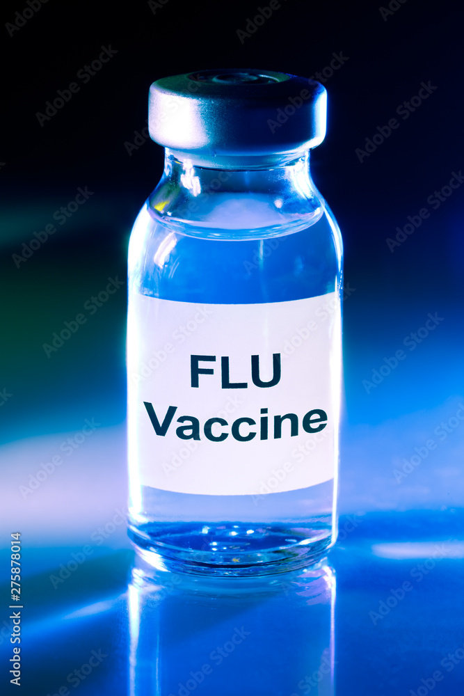 Small drug vial with influenza vaccine Small drug vial with influenza vaccine
