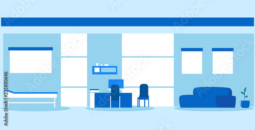 empty nobody hospital room interior modern clinic ward with furniture sketch doodle hand drawn horizontal