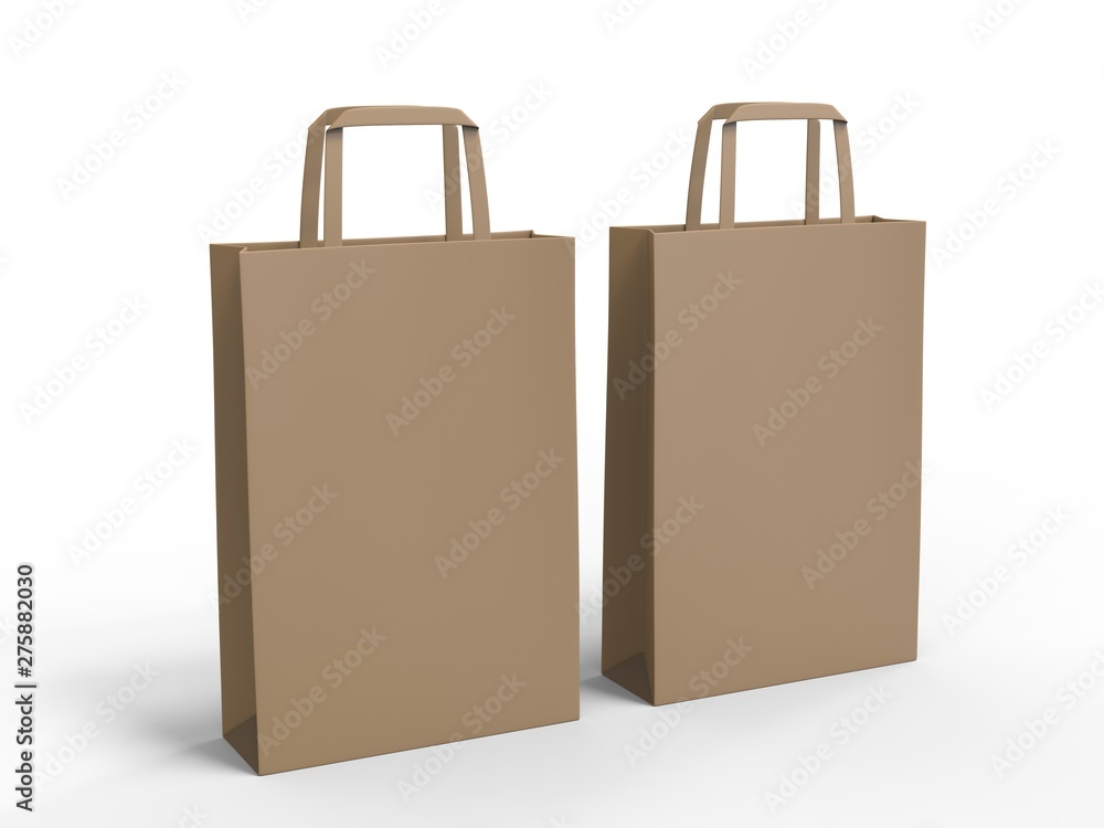 Blank template of shopping Paper Bag 3d illustration for branding design and mock up. Blank template of shopping Paper Bag 3d illustration for branding design and mock up.