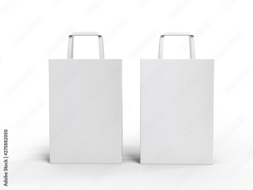 Blank template of shopping Paper Bag 3d illustration for branding design and mock up. Blank template of shopping Paper Bag 3d illustration for branding design and mock up.