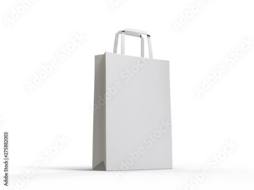 Blank template of shopping Paper Bag 3d illustration for branding design and mock up.