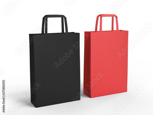 Blank template of shopping Paper Bag 3d illustration for branding design and mock up.