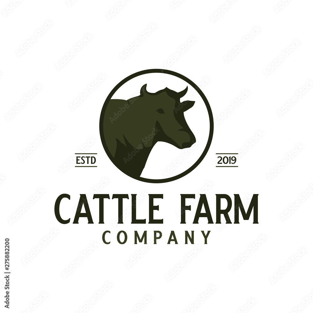 Cattle farm logo with cow head