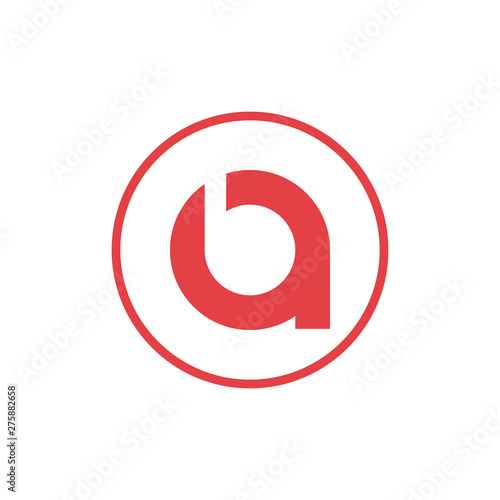 vector illustration letter a negative space letter b with circle icon logo design red color
