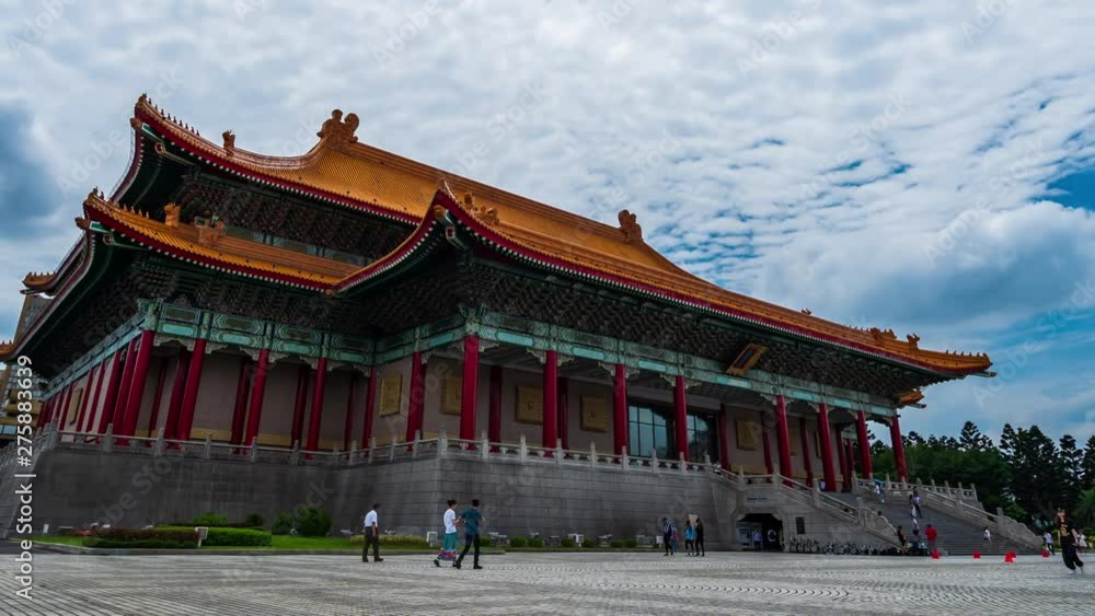 time lapse of National Theater Hall of Chiang Kai-Shek Memorial Hall in Taipei, Taiwan time lapse of National Theater Hall of Chiang Kai-Shek Memorial Hall in Taipei, Taiwan