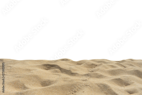 Beautiful beach sand on white background.