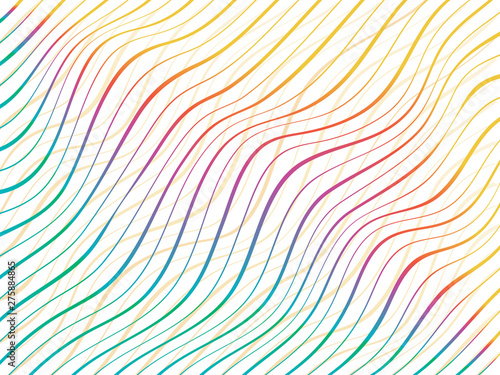Wave of the many colored lines. Abstract wavy stripes on a white background isolated. Creative line art