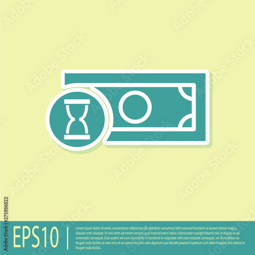 Green Fast payments icon isolated on yellow background. Fast money transfer payment. Financial services, fast loan, time is money, cash back concept. Vector Illustration