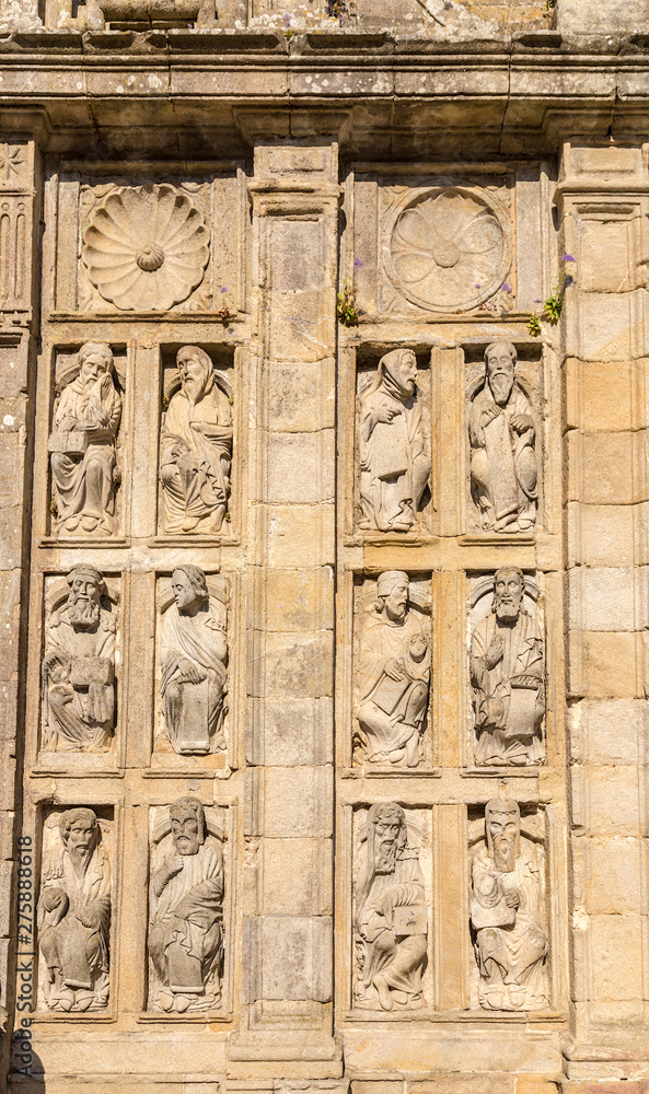 Santiago de Compostela, Spain. Reliefs of saints and prophets that adorn the Holy Gates of the Cathedral