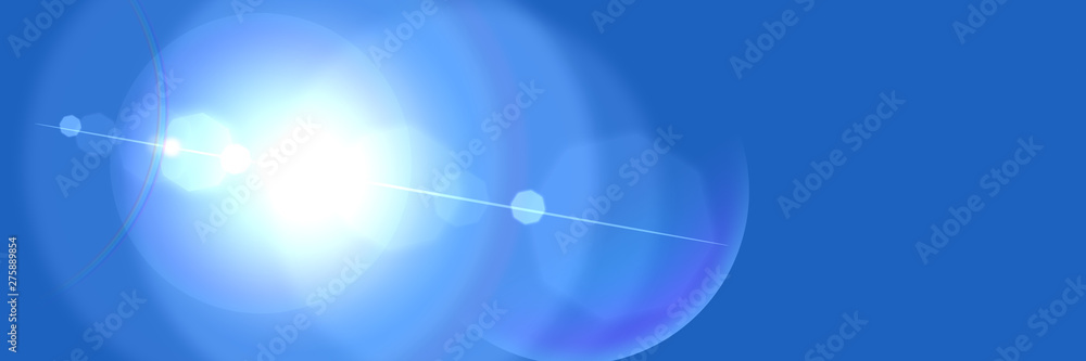Lens flare light effect. Sun flash with ray and glow on blue sky ...