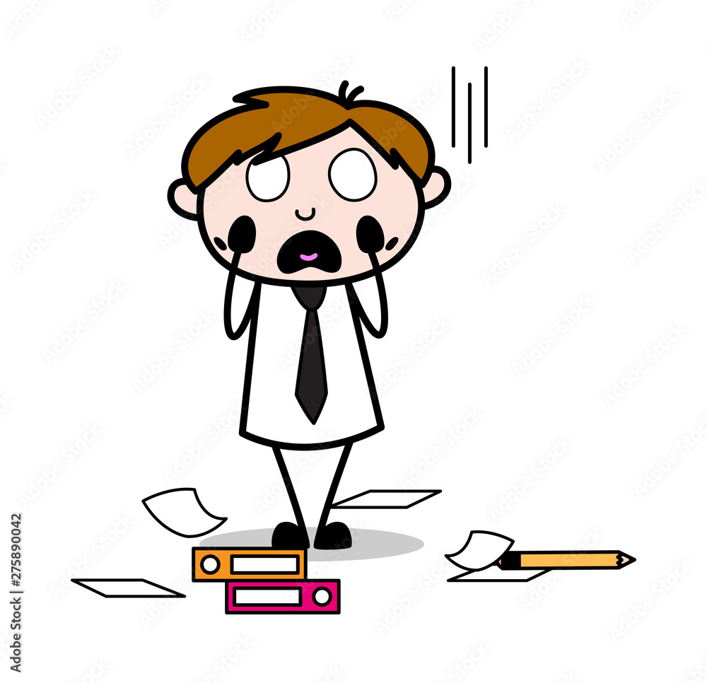Scared from Lots of Work - Office Salesman Employee Cartoon Vector Illustration Scared from Lots of Work - Office Salesman Employee Cartoon Vector Illustration