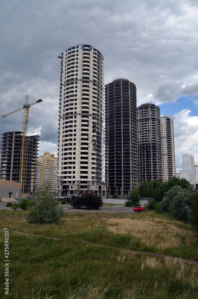 Abandoned more 10 years residential complex construction.Kiev, Ukraine Abandoned more 10 years residential complex construction.Kiev, Ukraine