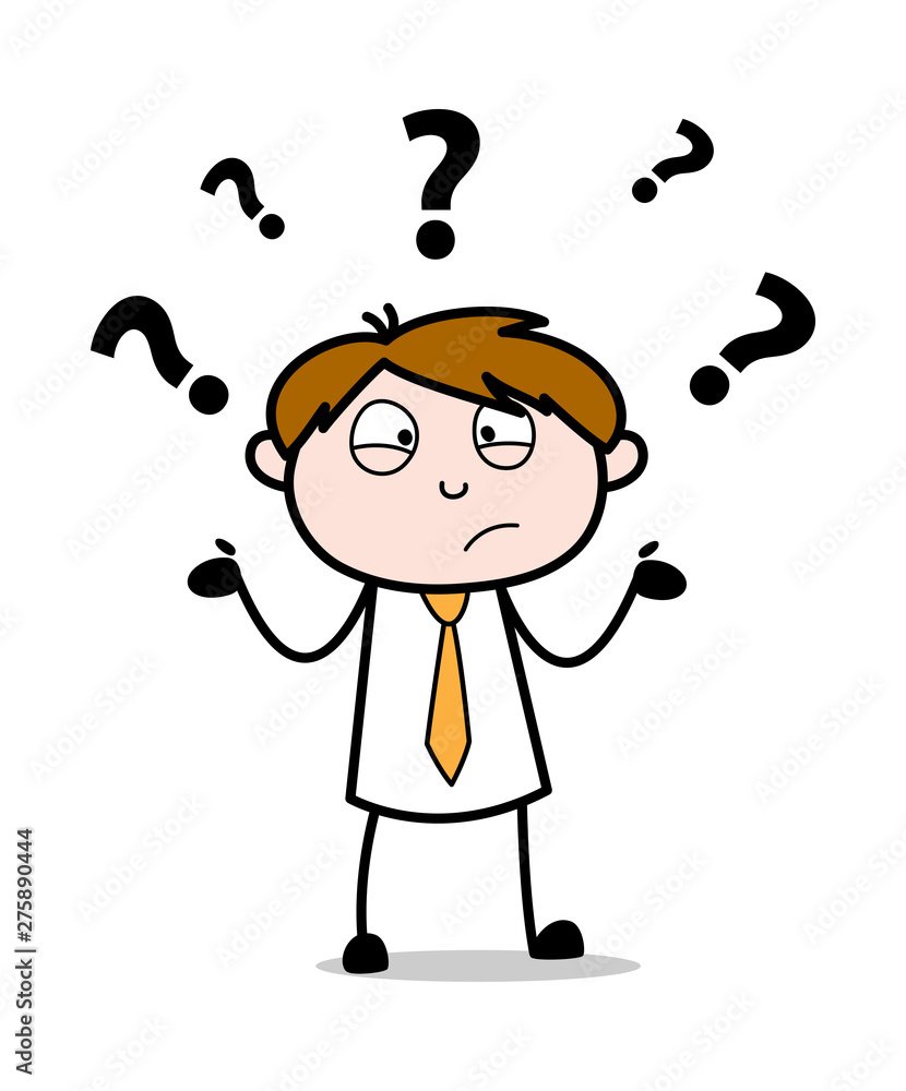 Very Confused - Office Salesman Employee Cartoon Vector Illustration Very Confused - Office Salesman Employee Cartoon Vector Illustration