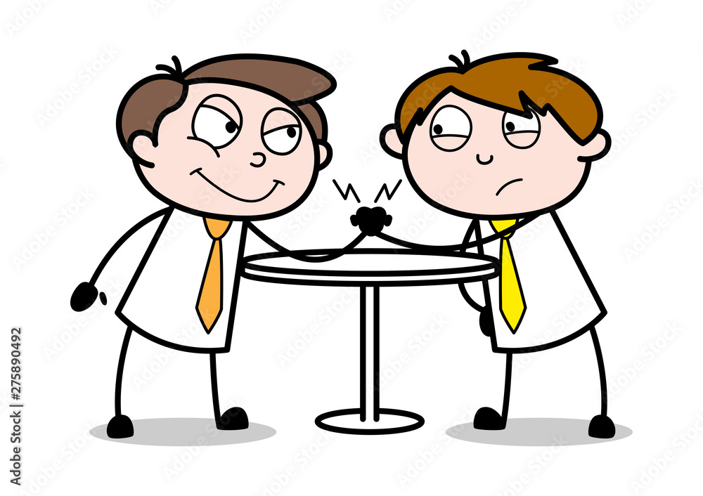 Arm Wrestling - Office Salesman Employee Cartoon Vector Illustration Arm Wrestling - Office Salesman Employee Cartoon Vector Illustration