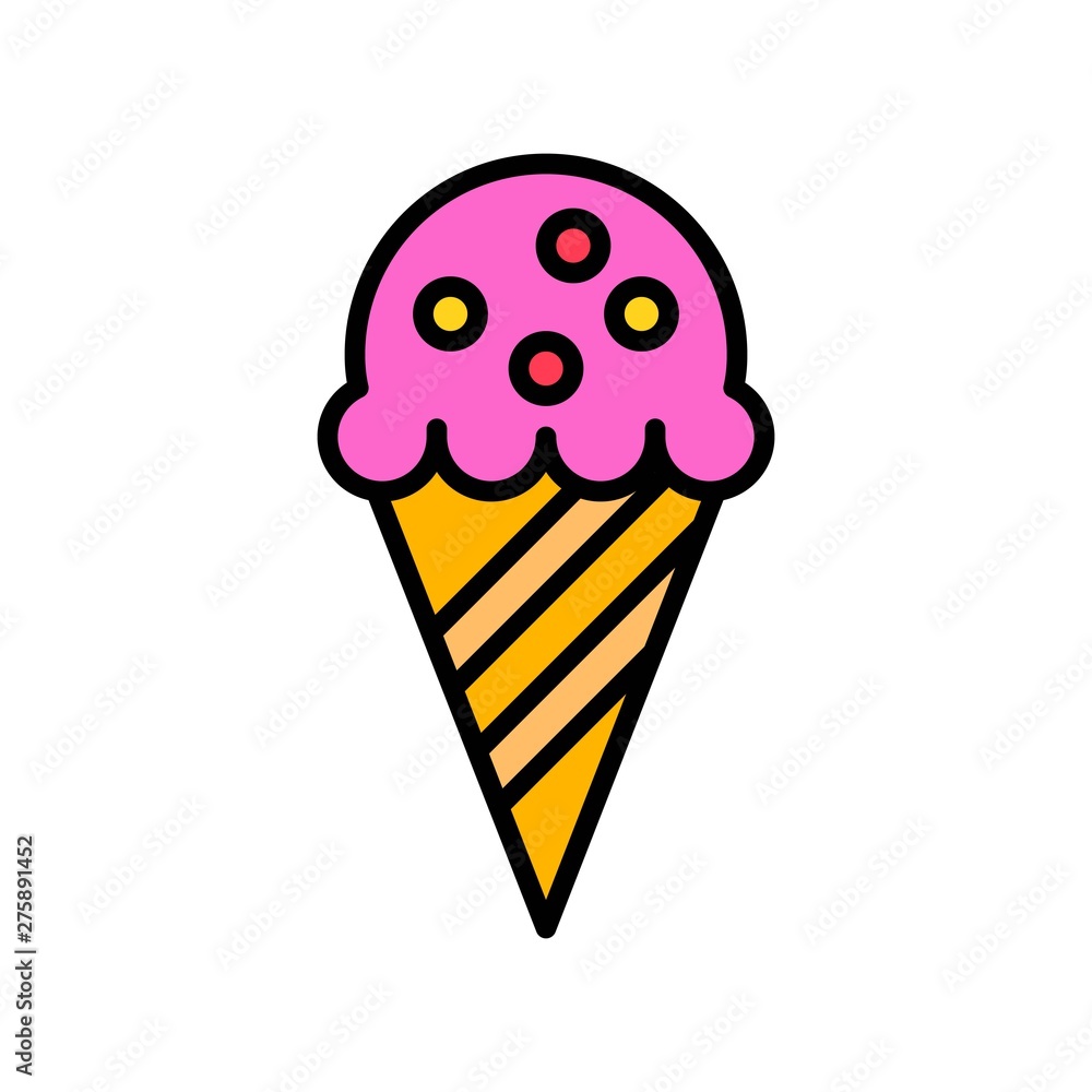 Ice cream cone vector, Summer party related filled icon Ice cream cone vector, Summer party related filled icon