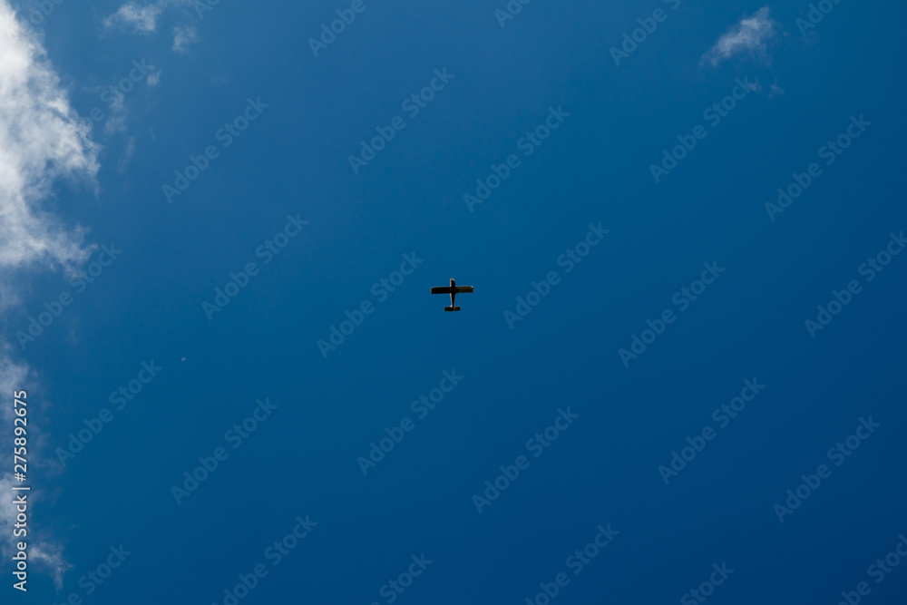 plane in a beautiful blue sky