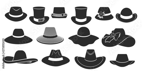 vector set of flat icons with classic hats