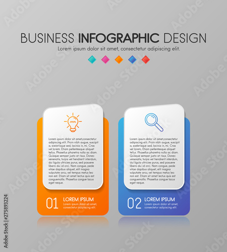 Colourful diagram infograph with 2 steps. Vector