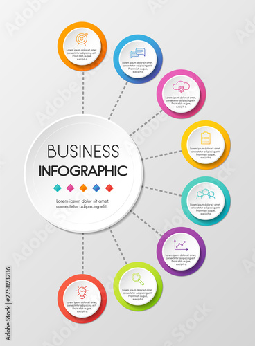 Circle infographic template with 8 steps. Vector