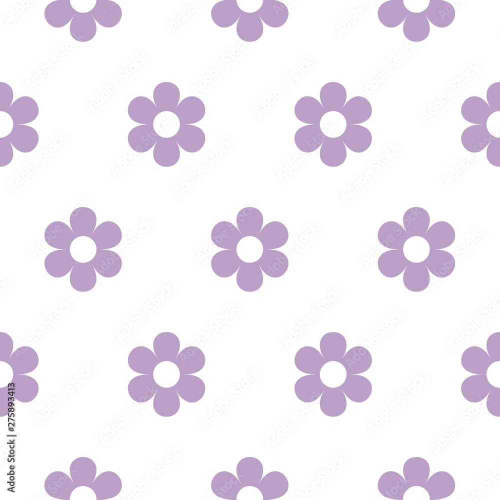 Seamless pattern with cute purple flowers. Seamless pattern can be used for wallpaper, pattern fills, web page background, surface textures.