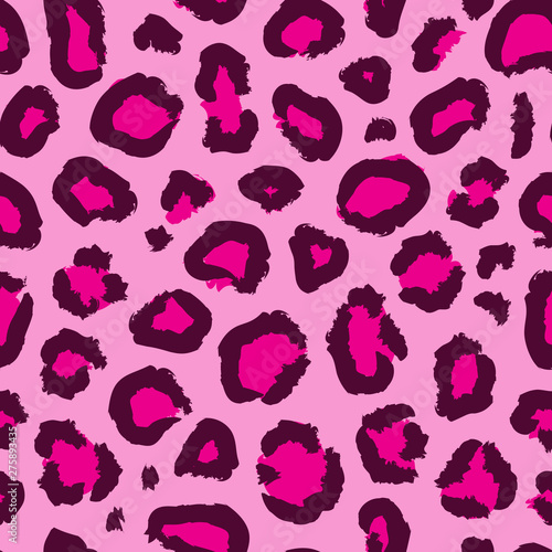 Pink Leopard print. Vector seamless pattern.
