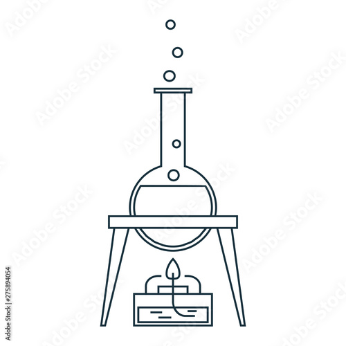 heating the liquid in the flask, linear icon. vector