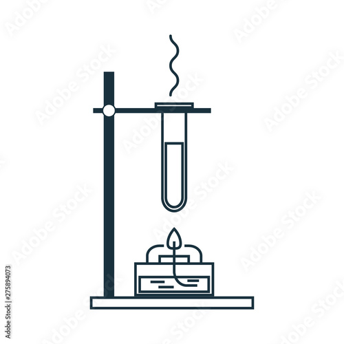 heating the liquid in the flask, linear icon. vector