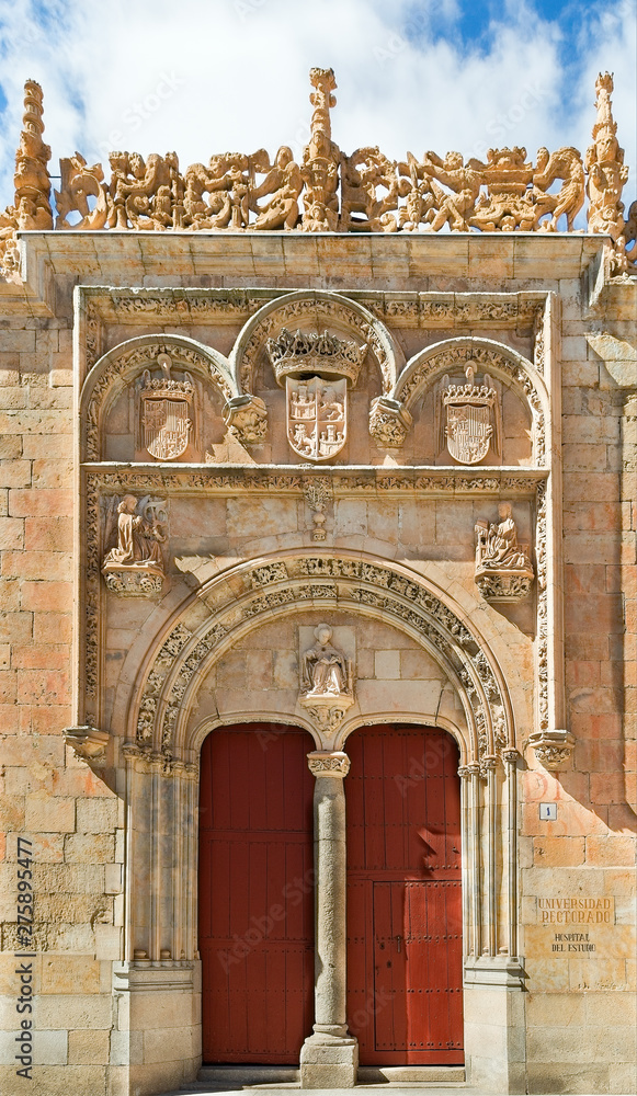 Fototapeta premium Brick wall and wooden gate