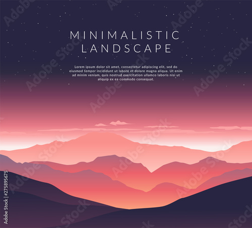 Minimalistic vector landscape background of mountains for your design.