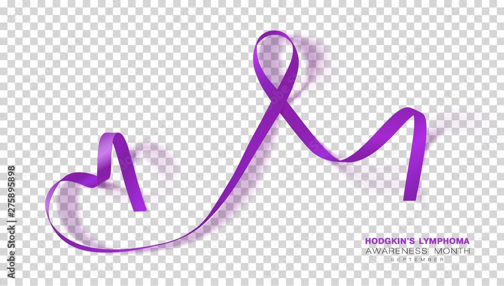 Hodgkins Lymphoma Awareness Month. Violet Color Ribbon Isolated On