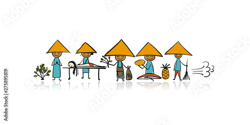 Asian lifestyle, people characters for your design